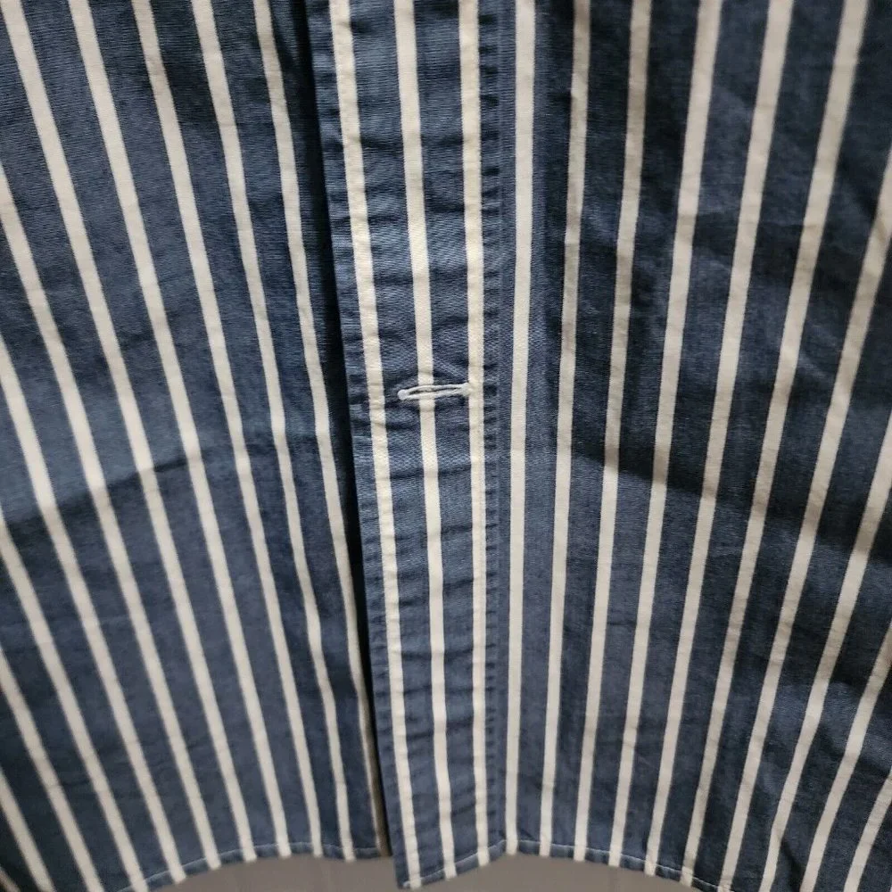 Banana Republic Blue White Striped Classic Fit Long Sleeve Button Up Shirt Sz XL